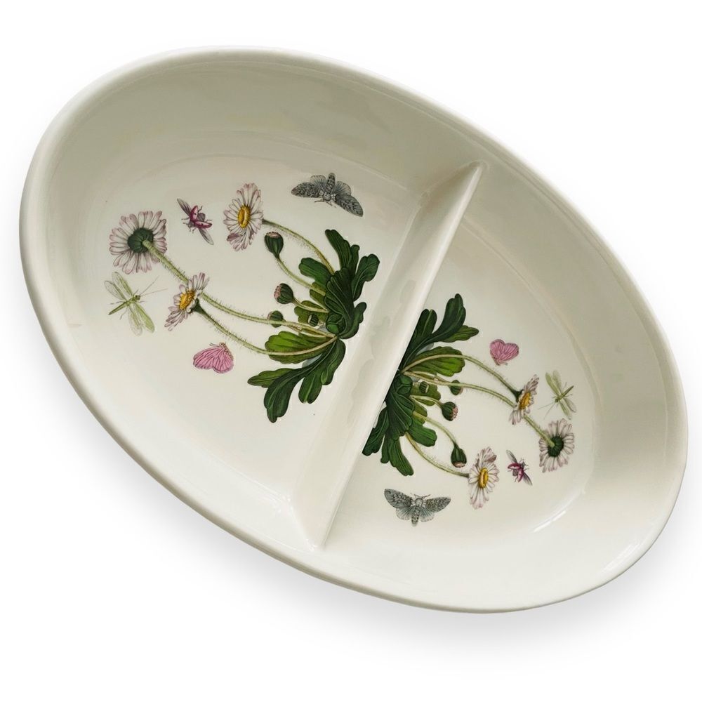 Vintage Portmeirion 1972 Bontanic Garden Daisies 11” Divided Vegetable Bowl Dish
